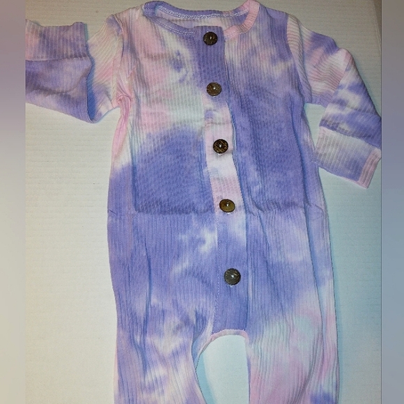NWT Beautiful Girls Pink/Purple Ribbed Tie-dye Long Sleeve Button Down Romper - Picture 9 of 9